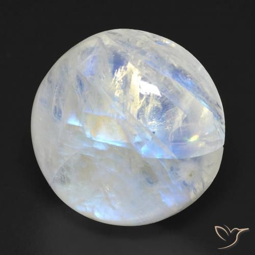 19.04ct 자연스러운 푸르스름한 흰색 레인보우 문스톤, 둥근, 투명한