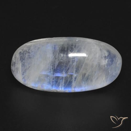 13.57ct 자연스러운 푸르스름한 흰색 레인보우 문스톤, 타원형, 투명한