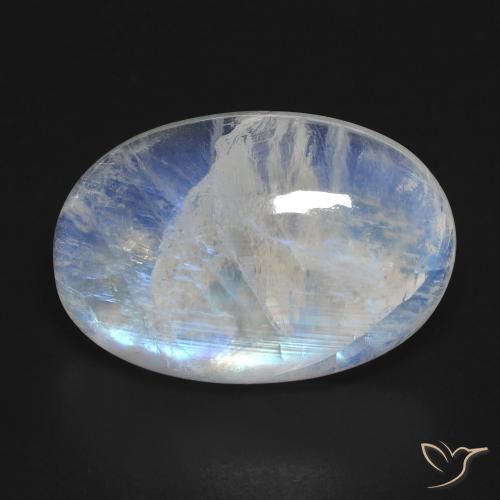 18.43ct 자연스러운 푸르스름한 흰색 레인보우 문스톤, 타원형, 투명한