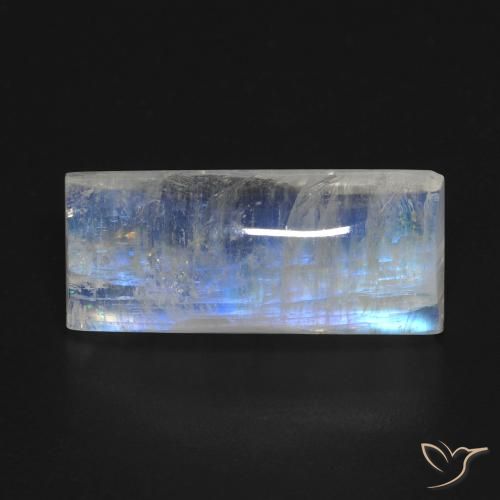 11.11ct 자연스러운 푸르스름한 흰색 레인보우 문스톤, 바게트, 투명한