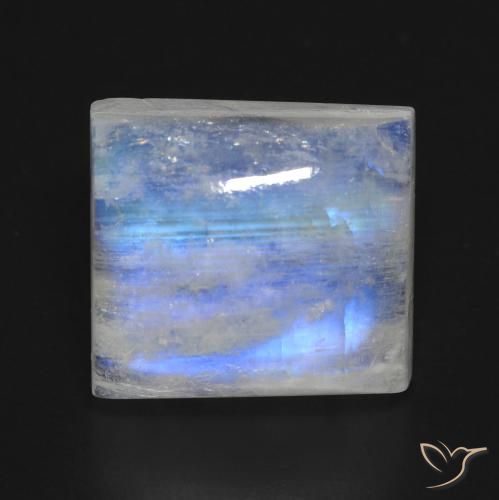 12.07ct 자연스러운 푸르스름한 흰색 레인보우 문스톤, 바게트, 투명한