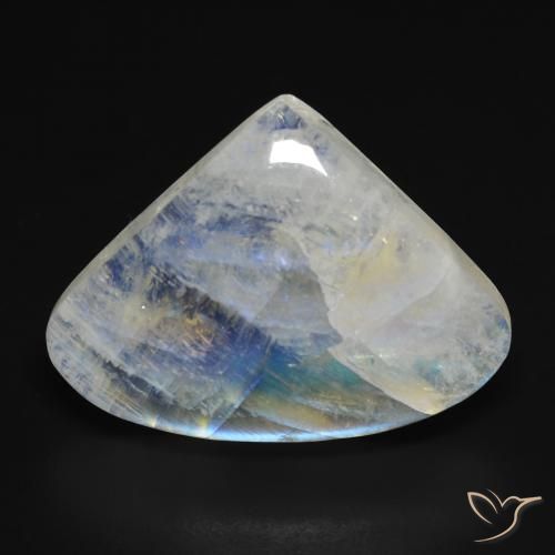 16.04ct 자연스러운 푸르스름한 흰색 레인보우 문스톤, 배 모양, 투명한