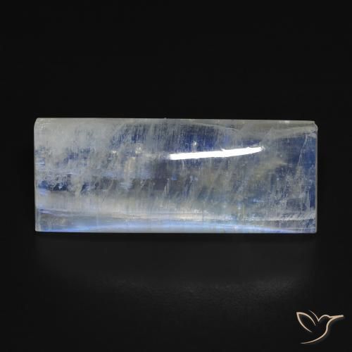 13.71ct 자연스러운 푸르스름한 흰색 레인보우 문스톤, 바게트, 투명한