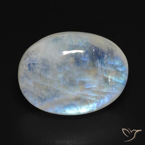 15.57ct 자연스러운 푸르스름한 흰색 레인보우 문스톤, 타원형, 투명한