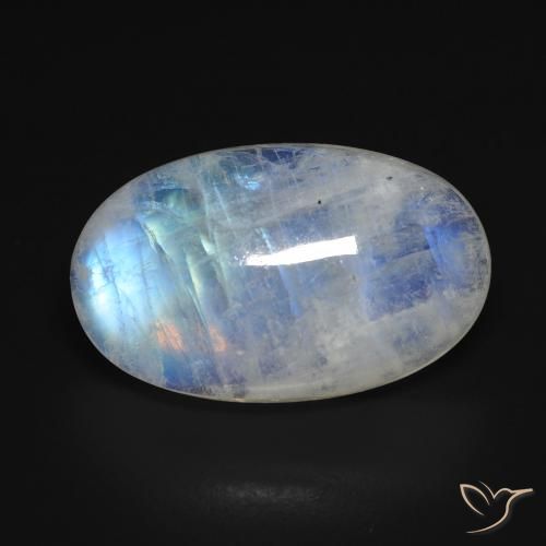 13.28ct 자연스러운 푸르스름한 흰색 레인보우 문스톤, 타원형, 투명한