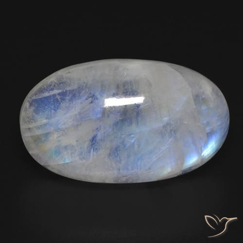17.81ct 자연스러운 푸르스름한 흰색 레인보우 문스톤, 타원형, 투명한
