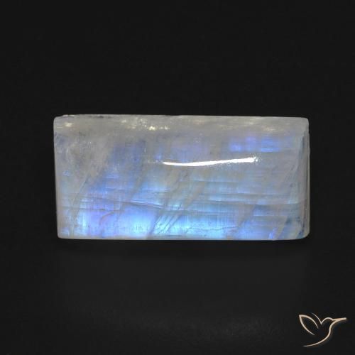 7.29ct 자연스러운 푸르스름한 흰색 레인보우 문스톤, 바게트, 투명한