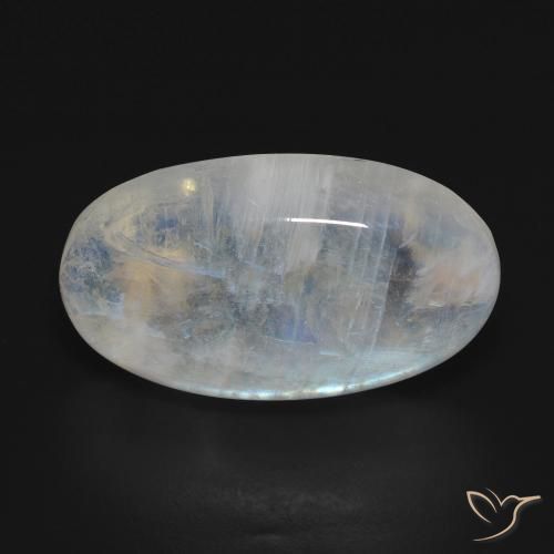 16.54ct 자연스러운 푸르스름한 흰색 레인보우 문스톤, 타원형, 불투명체