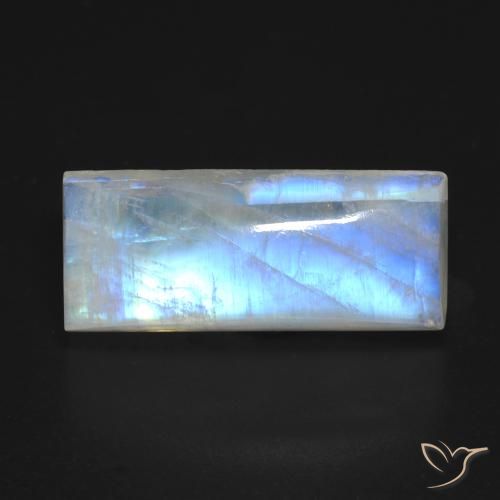 9.46ct 자연스러운 푸르스름한 흰색 레인보우 문스톤, 바게트, 투명한