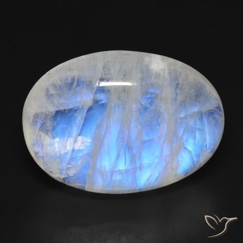 17.74ct 자연스러운 푸르스름한 흰색 레인보우 문스톤, 타원형, 투명한