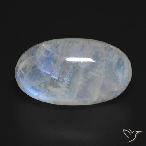 16.25ct 자연스러운 푸르스름한 흰색 레인보우 문스톤, 타원형, 투명한