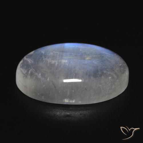 11.13ct 자연스러운 푸르스름한 흰색 레인보우 문스톤, 타원형, 투명한