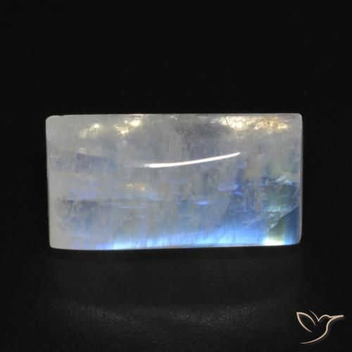 7.10ct 자연스러운 푸르스름한 흰색 레인보우 문스톤, 바게트, 투명한