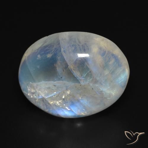 15.46ct 자연스러운 푸르스름한 흰색 레인보우 문스톤, 타원형, 투명한