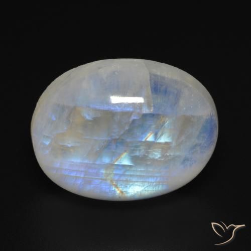 16.79ct 자연스러운 푸르스름한 흰색 레인보우 문스톤, 타원형, 투명한