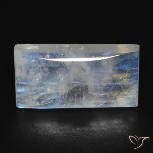 11.79ct 자연스러운 푸르스름한 흰색 레인보우 문스톤, 바게트, 투명한