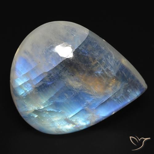 18.49ct 자연스러운 푸르스름한 흰색 레인보우 문스톤, 배 모양, 투명한