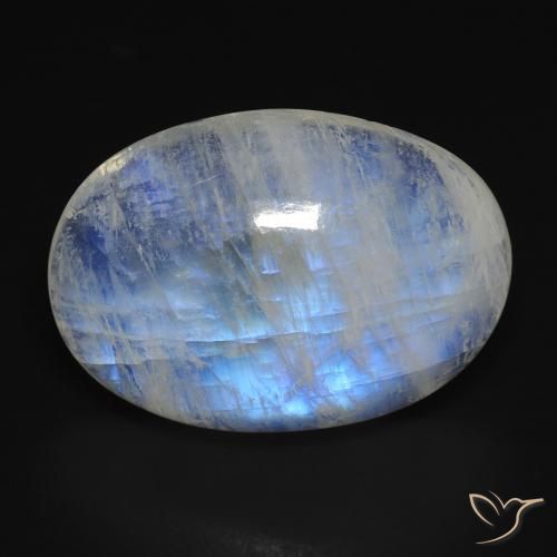 14.74ct 자연스러운 푸르스름한 흰색 레인보우 문스톤, 타원형, 투명한