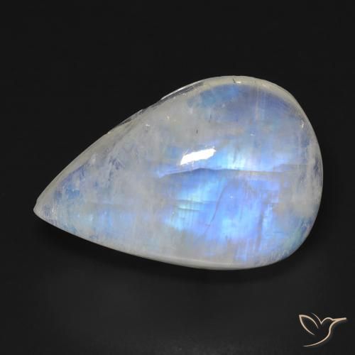 16.35ct 자연스러운 푸르스름한 흰색 레인보우 문스톤, 배 모양, 투명한
