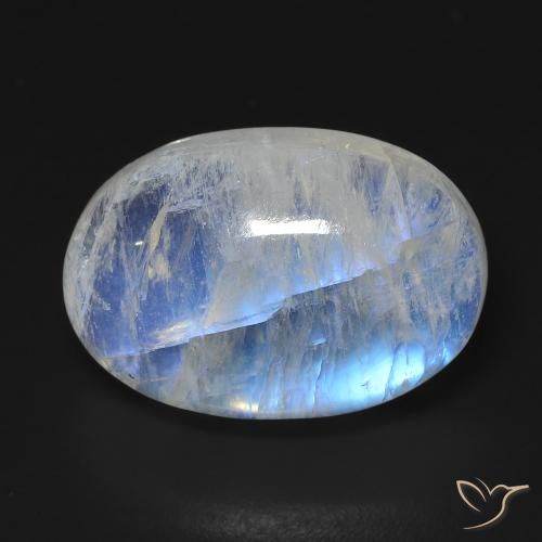 15.76ct 자연스러운 푸르스름한 흰색 레인보우 문스톤, 타원형, 투명한
