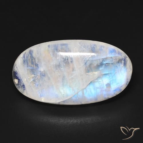 13.18ct 자연스러운 푸르스름한 흰색 레인보우 문스톤, 타원형, 투명한