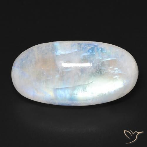 11.77ct 자연스러운 푸르스름한 흰색 레인보우 문스톤, 타원형, 투명한