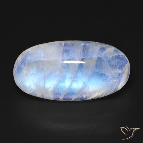 14.37ct 자연스러운 푸르스름한 흰색 레인보우 문스톤, 타원형, 투명한
