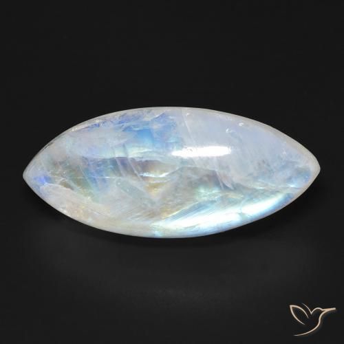 12.26ct 자연스러운 푸르스름한 흰색 레인보우 문스톤, 보석, 투명한