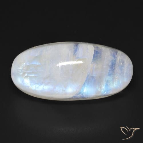 21.21ct 자연스러운 푸르스름한 흰색 레인보우 문스톤, 타원형, 투명한