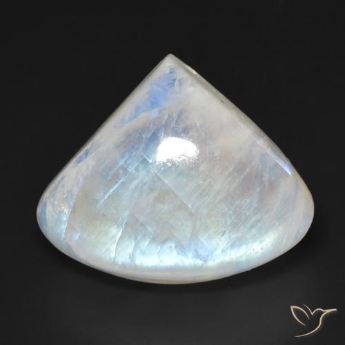 21.35ct 자연스러운 푸르스름한 흰색 레인보우 문스톤, 배 모양, 투명한
