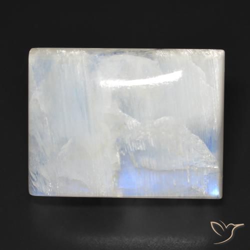 34.86ct 자연스러운 푸르스름한 흰색 레인보우 문스톤, 바게트, 투명한