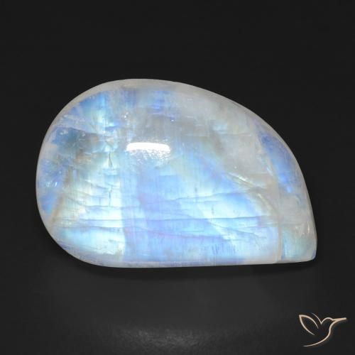 18.29ct 자연스러운 푸르스름한 흰색 레인보우 문스톤, 팬시한, 투명한