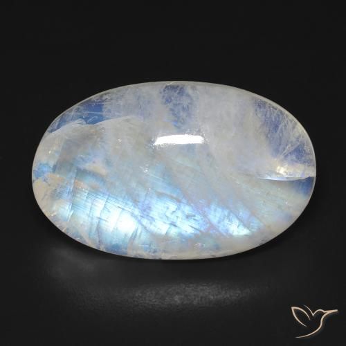15.32ct 자연스러운 푸르스름한 흰색 레인보우 문스톤, 타원형, 투명한