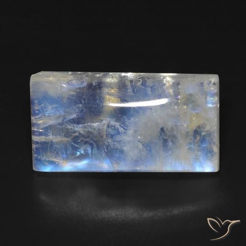 12.81ct 자연스러운 푸르스름한 흰색 레인보우 문스톤, 바게트, 투명한