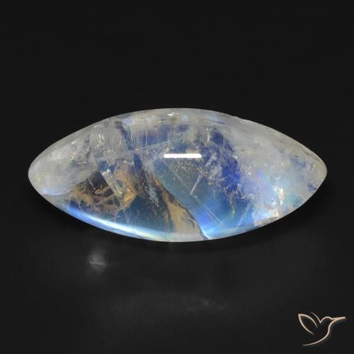 9.87ct 자연스러운 푸르스름한 흰색 레인보우 문스톤, 보석, 투명한