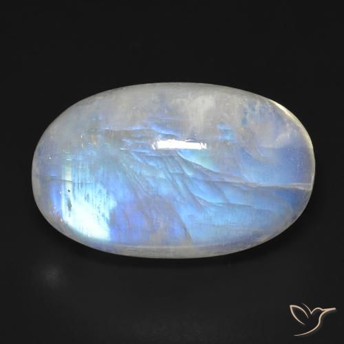 19.40ct 자연스러운 푸르스름한 흰색 레인보우 문스톤, 타원형, 투명한