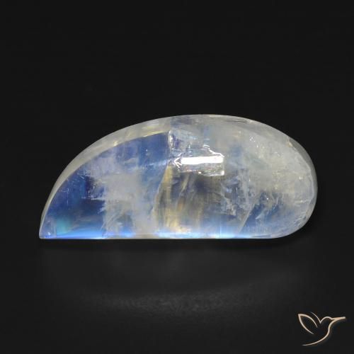 12.85ct 자연스러운 푸르스름한 흰색 레인보우 문스톤, 팬시한, 투명한