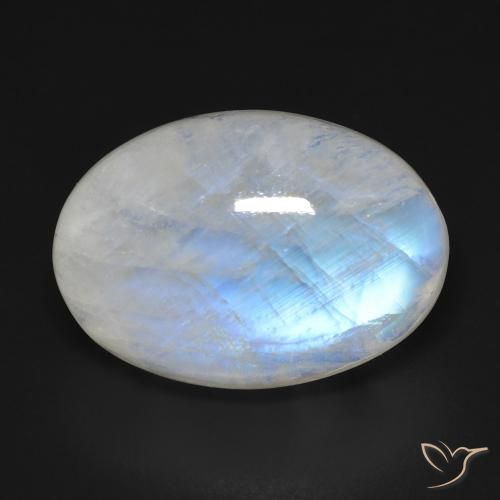 20.54ct 자연스러운 푸르스름한 흰색 레인보우 문스톤, 타원형, 투명한