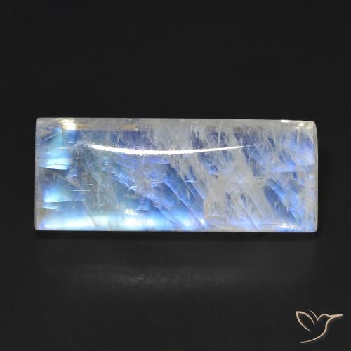 14.66ct 자연스러운 푸르스름한 흰색 레인보우 문스톤, 바게트, 투명한