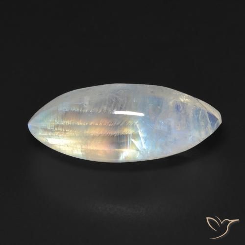 9.75ct 자연스러운 푸르스름한 흰색 레인보우 문스톤, 보석, 투명한