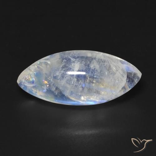 7.19ct 자연스러운 푸르스름한 흰색 레인보우 문스톤, 보석, 투명한