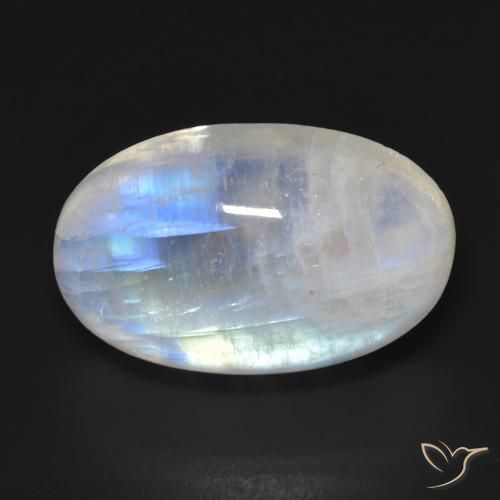 14.73ct 자연스러운 푸르스름한 흰색 레인보우 문스톤, 타원형, 투명한