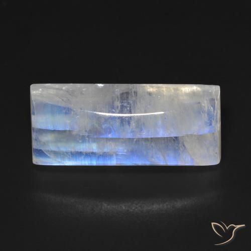 14.85ct 자연스러운 푸르스름한 흰색 레인보우 문스톤, 바게트, 투명한