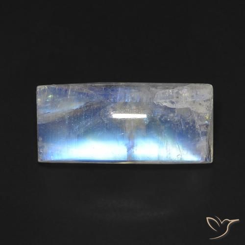 5.90ct 자연스러운 푸르스름한 흰색 레인보우 문스톤, 바게트, 투명한