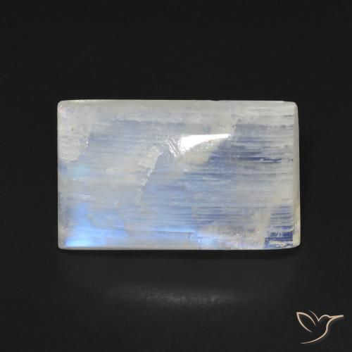 10.02ct 자연스러운 푸르스름한 흰색 레인보우 문스톤, 바게트, 투명한