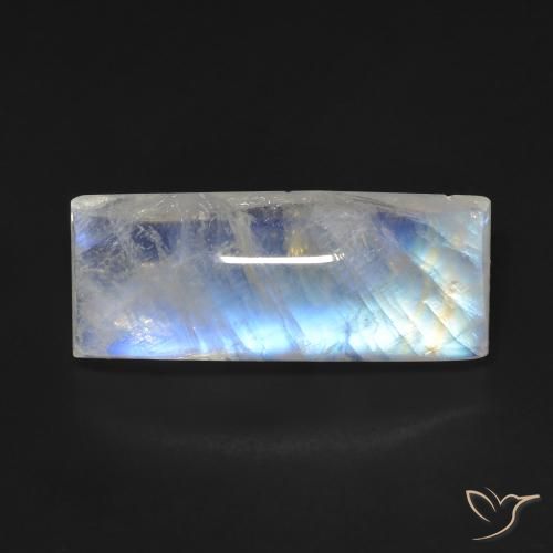 11.09ct 자연스러운 푸르스름한 흰색 레인보우 문스톤, 바게트, 투명한