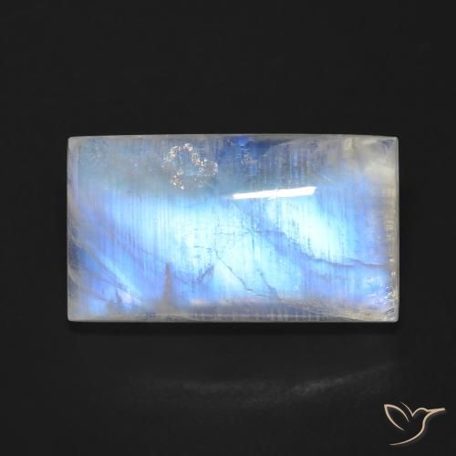 11.68ct 자연스러운 푸르스름한 흰색 레인보우 문스톤, 바게트, 투명한