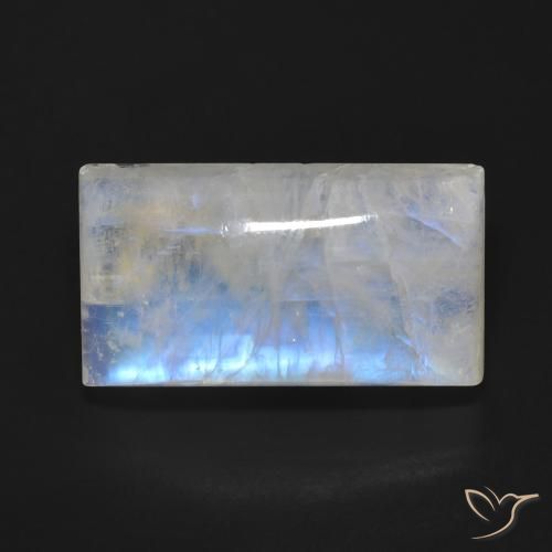 15.37ct 자연스러운 푸르스름한 흰색 레인보우 문스톤, 바게트, 투명한