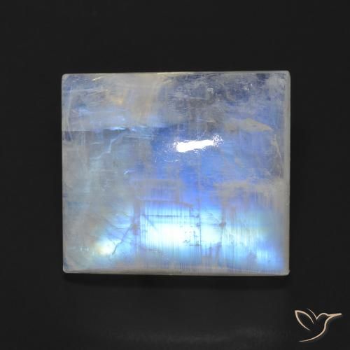 13.64ct 자연스러운 푸르스름한 흰색 레인보우 문스톤, 바게트, 투명한