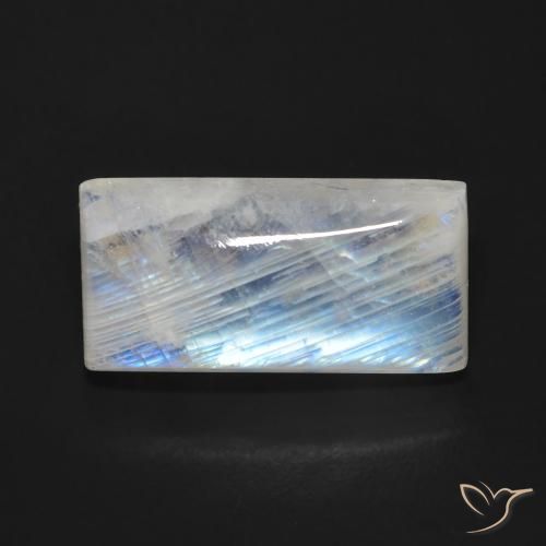 9.27ct 자연스러운 푸르스름한 흰색 레인보우 문스톤, 바게트, 투명한